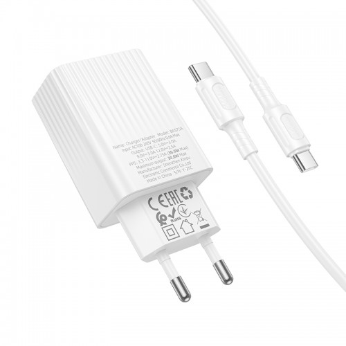 Мережевий зарядний пристрій BOROFONE BAS75A Source single port PD30W charger set (C to C) (EU)White