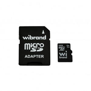 Карта памяти microSDXC (UHS-1 U3) Wibrand 64Gb класс 10 (адаптер SD)