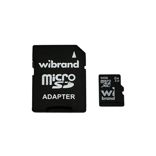 Карта памяти microSDXC (UHS-1 U3) Wibrand 64Gb класс 10 (адаптер SD)