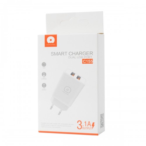 Мережевий зарядний пристрій WUW-C155 2USB 3.1A білий