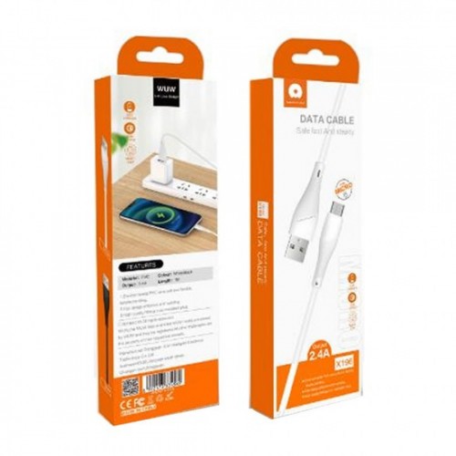 Кабель WUW-X196 USB Micro 2,4A 1м белый