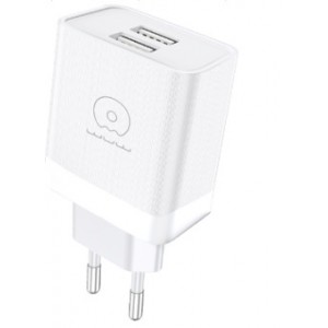 Мережевий зарядний пристрій WUW-C222 2.4A Charger  2 USB A  white