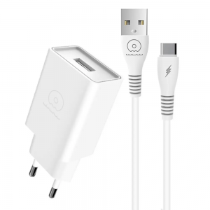 Мережевий зарядний пристрій з кабелем WUW-T82 Single USB home charger set type-c