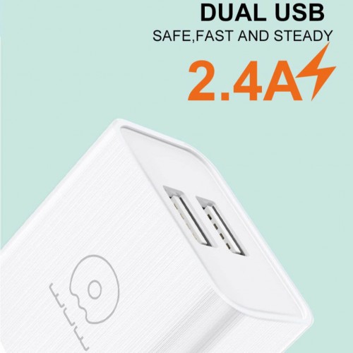 Мережевий зарядний пристрій з кабелем WUW-T92 2USB/2.4A set type-c