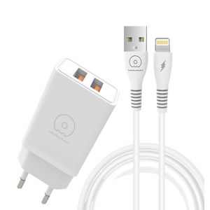 Мережевий зарядний пристрій з кабелем WUW-T55 2USB/3.1A set IP