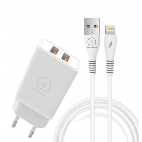 Мережевий зарядний пристрій з кабелем WUW-T55 2USB/3.1A set IP