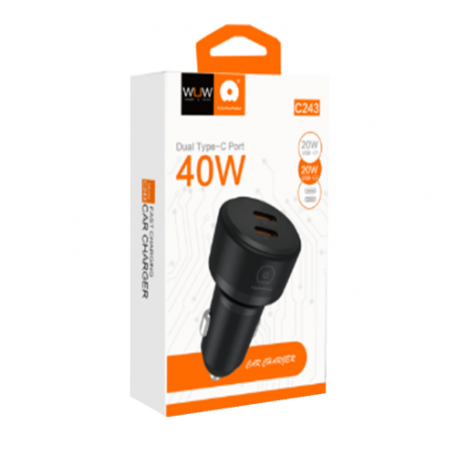 Автомобильное зарядное устройство WUW-C243 PD20W+ PD20W черное