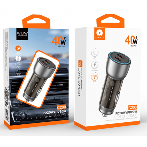 Автомобильное зарядное устройство WUW-C200 PD 20W +PD 20W черное