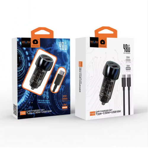 Автомобильное зарядное устройство WUW-T103C PD 30W +QC 3.0 18W черное