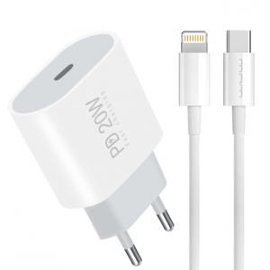 Мережевий зарядний пристрій з кабелем WUW-T79L PD 20W USB C charger with type c to lightning cable