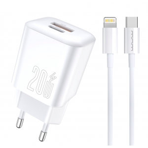 Мережевий зарядний пристрій з кабелем WUW-T104L PD20W A+C Lightning комплект
