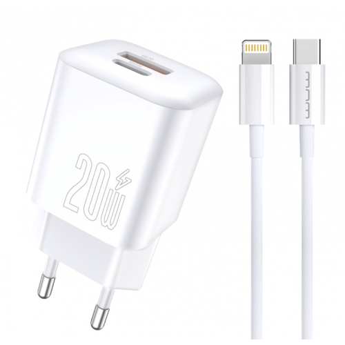 Мережевий зарядний пристрій з кабелем WUW-T104L PD20W A+C Lightning kit
