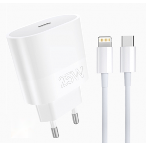 Мережевий зарядний пристрій з кабелем WUW-T86L PD 25W fast charger + USB C to lighting set