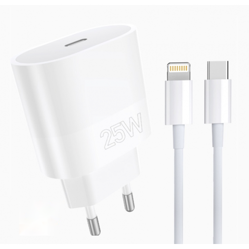 Мережевий зарядний пристрій з кабелем WUW-T86L PD 25W fast charger + USB C to lighting set