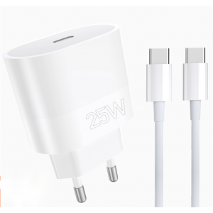 Мережевий зарядний пристрій з кабелем WUW-T86C PD 25W fast charger + USB C to USB C cable set