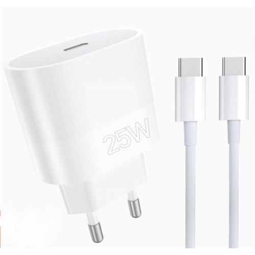 Мережевий зарядний пристрій з кабелем WUW-T86C PD 25W fast charger + USB C to USB C cable set