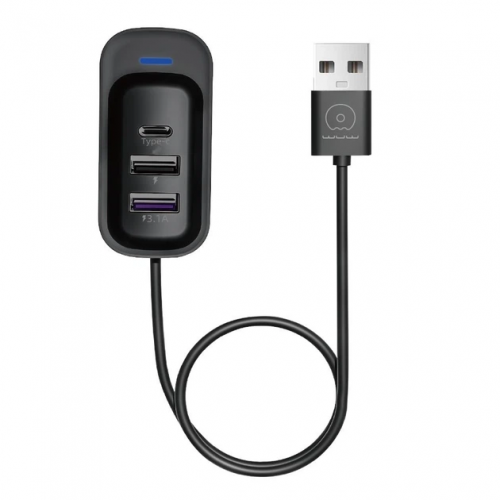 USB-хаб WUW-C245 3-в-1 USB-A на 2 USB-A, USB-C Черный