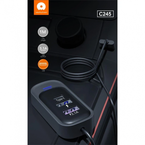 USB-хаб WUW-C245 3-в-1 USB-A на 2 USB-A, USB-C Черный
