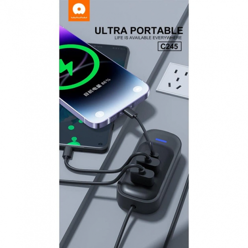 USB-хаб WUW-C245 3-в-1 USB-A на 2 USB-A, USB-C Черный