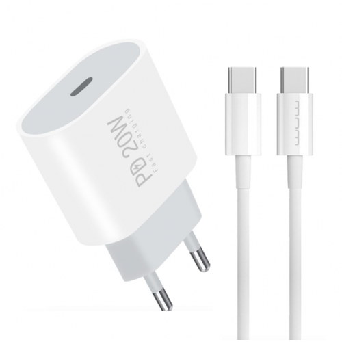 Мережевий зарядний пристрій з кабелем WUW-T79L PD 20W USB C charger with type c to type c cable