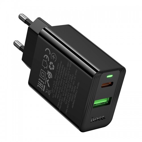 Мережевий зарядний пристрій HOCO CS94A Leader PD20W+QC3.0 charger(EU) Black