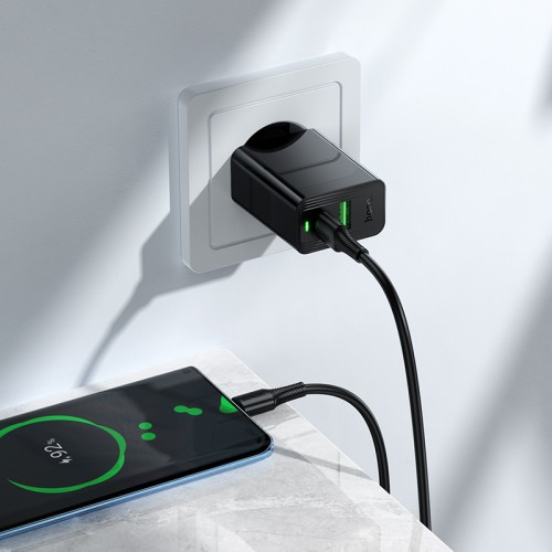 Мережевий зарядний пристрій HOCO CS94A Leader PD20W+QC3.0 charger(EU) Black