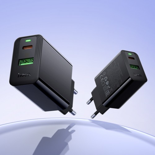 Мережевий зарядний пристрій HOCO CS94A Leader PD20W+QC3.0 charger(EU) Black