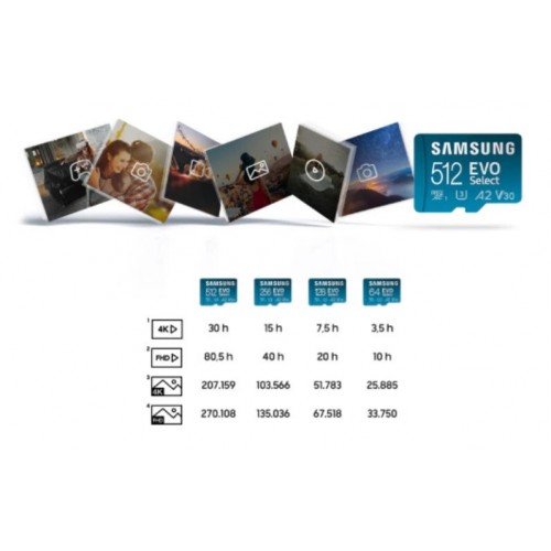 Карта пам'яті 256Gb Samsung EVO Select microSDXC (UHS-І U3) class 10 A2 V30 (R130MB/s, W30MB/s) (adapter SD)