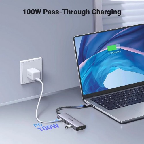 USB-хаб Ugreen CM511 5 в 1 USB-C на HDMI+3*USB 3.0 A+PD Power Converter