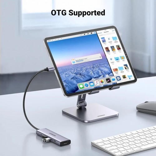 USB-хаб Ugreen CM511 5 в 1 USB-C на HDMI+3*USB 3.0 A+PD Power Converter