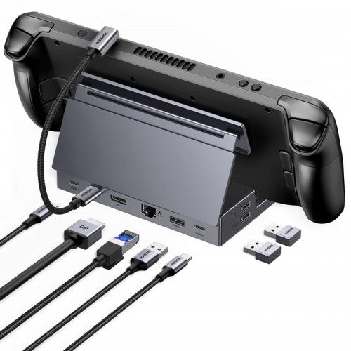 Док-станція Ugreen CM800 Steam Deck 9 в 1 USB-C Output 1×DP, 1×USB-C, 3×USB-A, 1×RJ45, 1×SD Card Slot, 1×TF Card Slot Space Gray