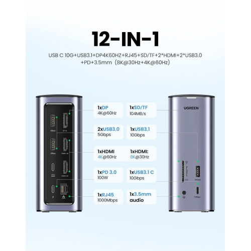 USB-хаб Ugreen USB-C Multifunctional Docking Station (13 в 1)