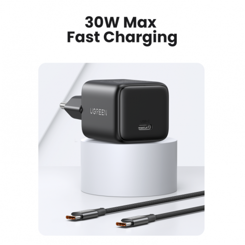 Сетевое зарядное устройство 30W Ugreen X513 USB-C GaN Fast Charger EU Black