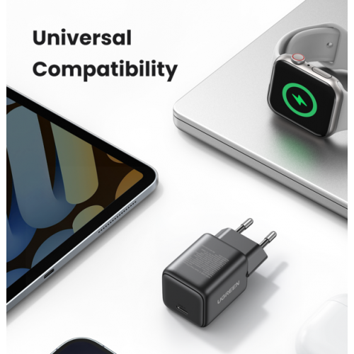 Сетевое зарядное устройство 30W Ugreen X513 USB-C GaN Fast Charger EU Black