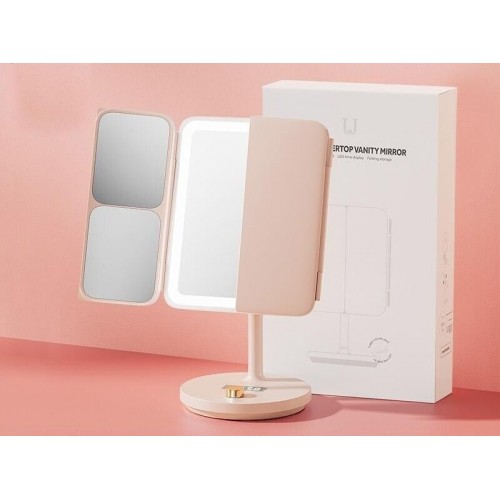 Дзеркало для макіяжу Xiaomi JordanLED table folding cosmetic mirror Pink