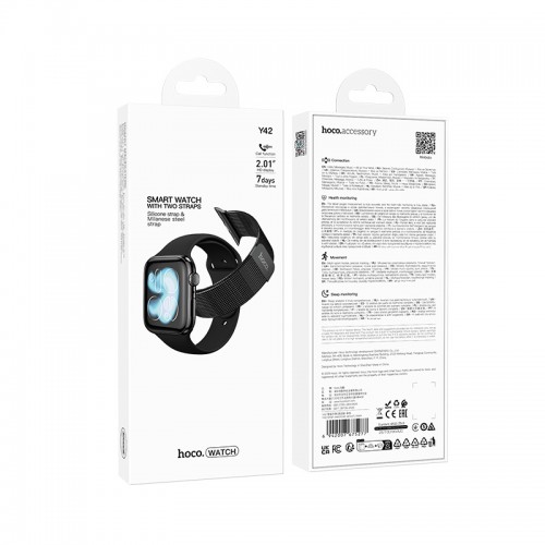 Смарт-часы Hoco Y42 51мм. 200 мА·ч. IPX6 (версия с звонками) Black