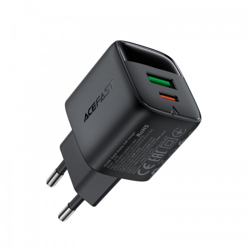 Сетевое зарядное устройство 35W Acefast A116 GaN (USB-A+USB-C) с цифровым дисплеем Black