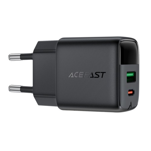 Сетевое зарядное устройство 25W Acefast A114 GaN (USB-A+USB-C) с цифровым дисплеем Black
