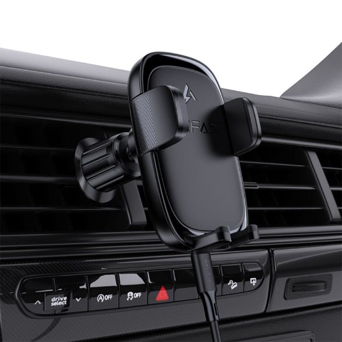 Автодержатель для телефона с беспроводной зарядкой Acefast D48 press type for air vent Black