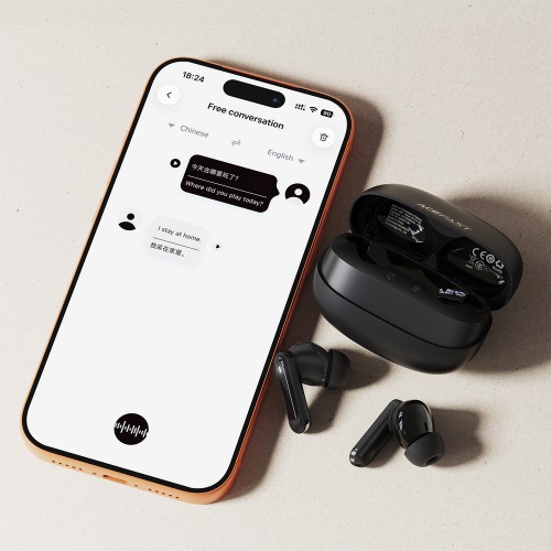 Бездротові Bluetooth навушники TWS Acefast W8 AI translation, ANC+ENC, IPX4, Black