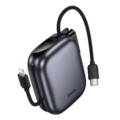 Повербанк Hoco Q49 Peak PD20W 10000mAh с 2 кабелями Type-C/Lightning metal gray