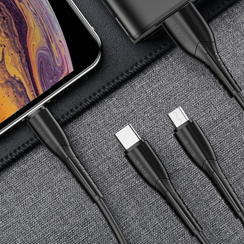 АЗУ Usams C13 2.1A Dual USB + U35 3IN1 Charging Cable (1m)