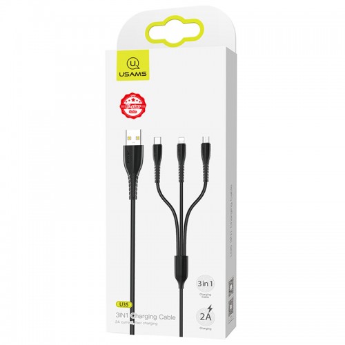 Дата кабель Usams US-SJ367 U35 3in1 USB to Combo 2A (1m)