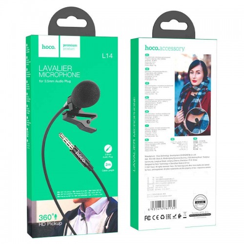 Микрофон петличный Hoco L14 3,5mm (2m)