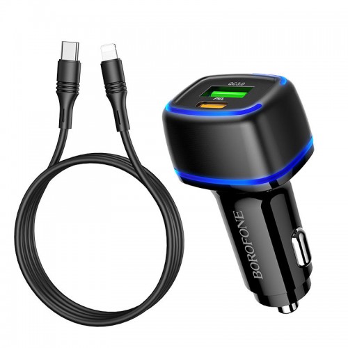 АЗУ Borofone BZ14A PD20W+QC3.0 (1Type-C/1USB/3A) + Type-C to Lightning