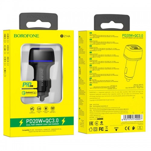 АЗУ Borofone BZ14A PD20W+QC3.0 (1Type-C/1USB/3A)