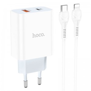 СЗУ HOCO C97A PD20W+QC3.0 (1USB/1Type-C/3A) + Type-C to Lightning