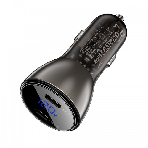 АЗУ Acefast B10 metal car charger 60W (USB-C + USB-C) with digital display