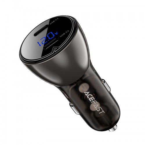 АЗУ Acefast B10 metal car charger 60W (USB-C + USB-C) with digital display