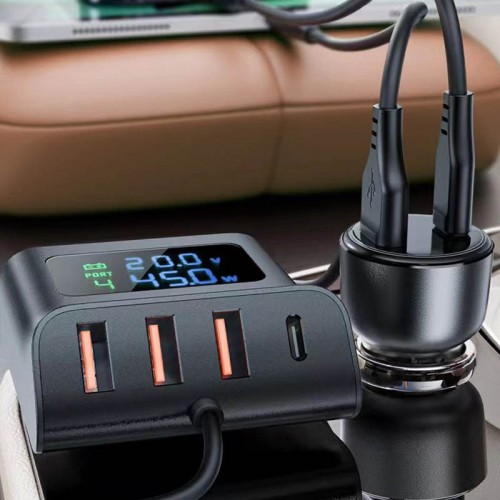 АЗУ Acefast B11 138W Car Charger Splitter with Digital Display